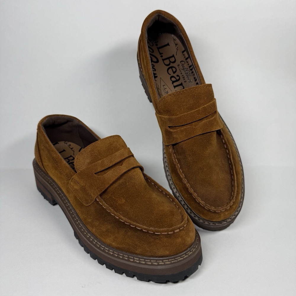 NEW L.L. Bean Women's Size 6.5 M Brown Suede Camden Hill‎ Penny Loafer Shoes